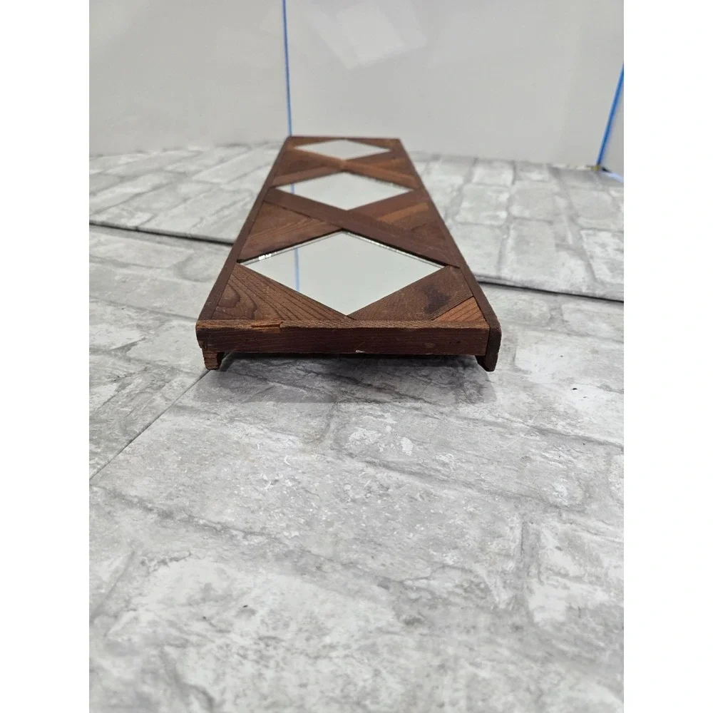 MCM Triple Diamond Shape Mirrors Wood Frame Wall Hanging 22